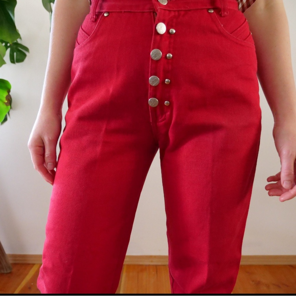 Vintage Red High-Waisted Jeans